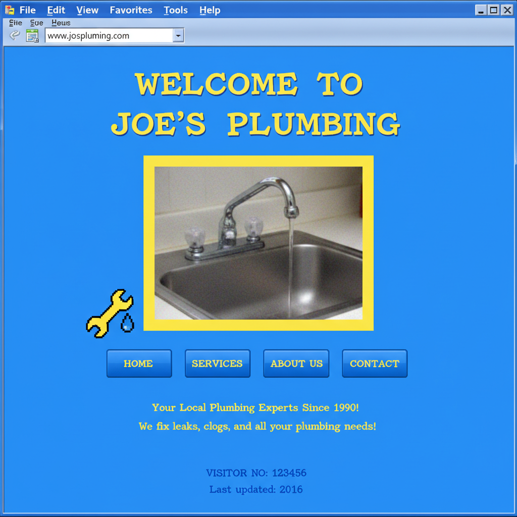 Example of an outdated, poorly designed small business website